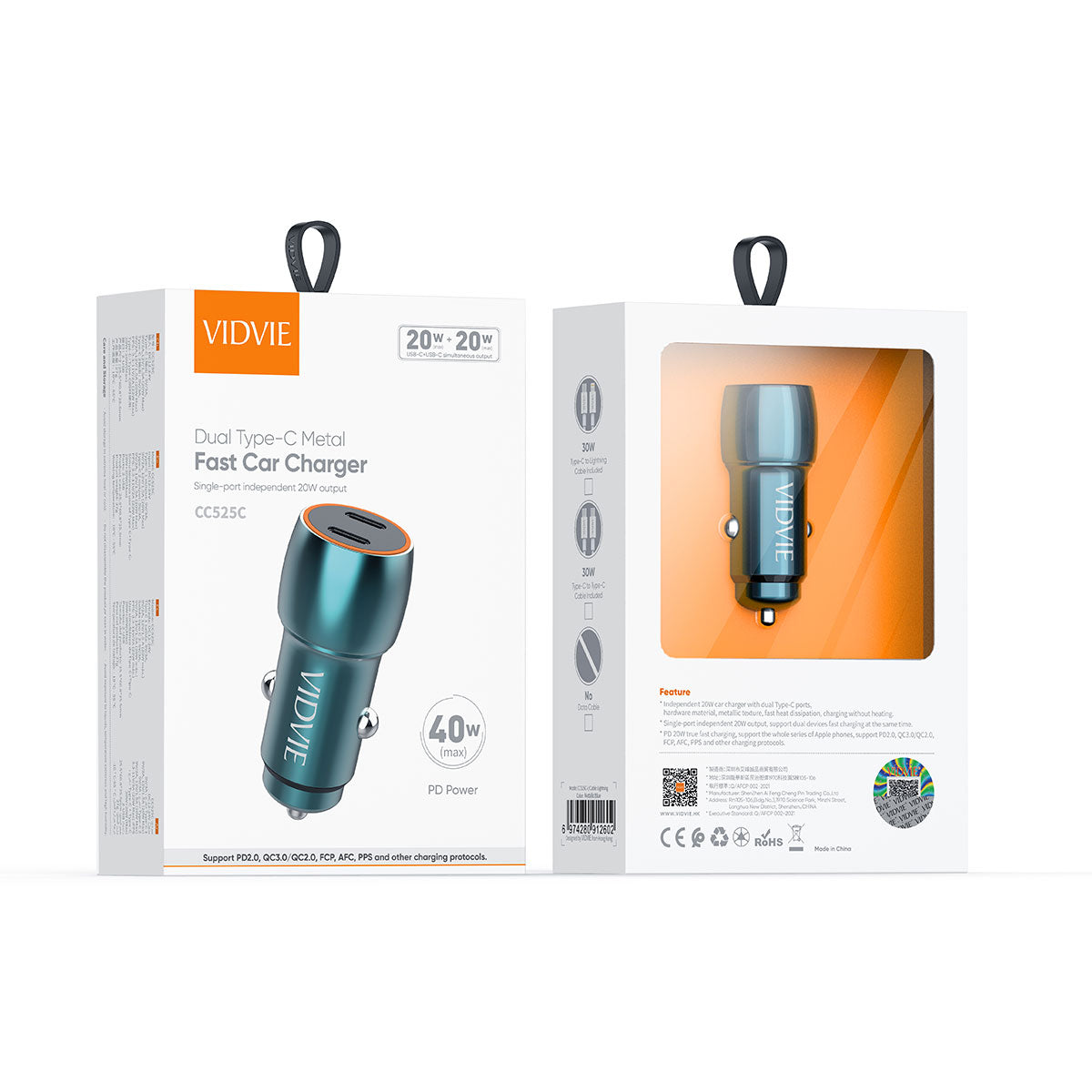 CARGADOR DE AUTO VIDVIE, CARGA RAPIDA