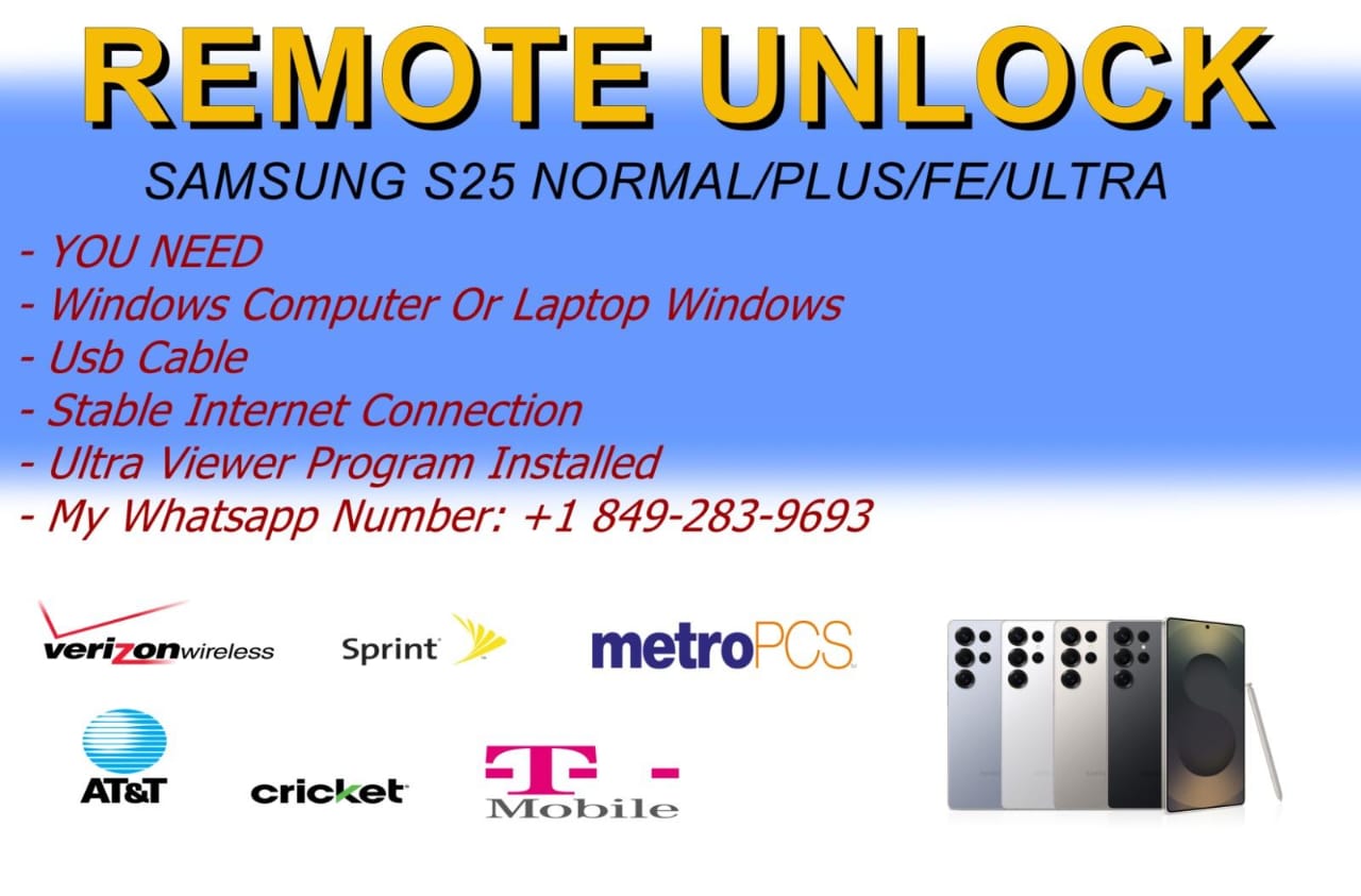REMOTE UNLOCK SERVICE SAMSUNG S25 NORMAL/PLUS/FE/ULTRA
